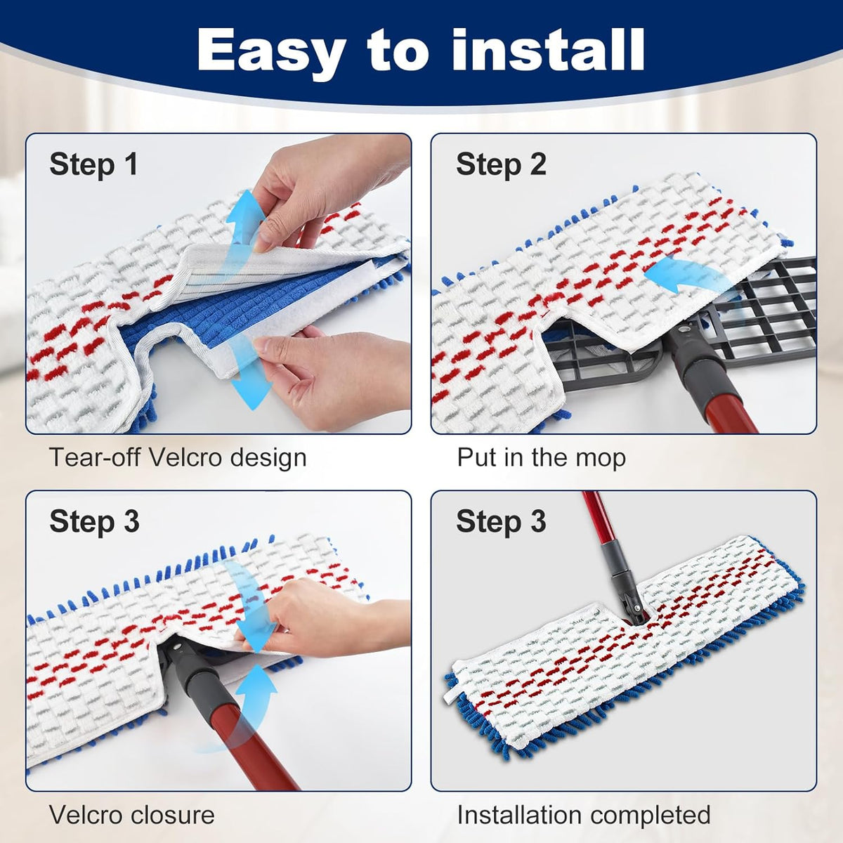 4 Pack Mop Replace Head for Ocedar Hardwood Floor'n More 3-Action Flip Mop,Mop Heads Replacements