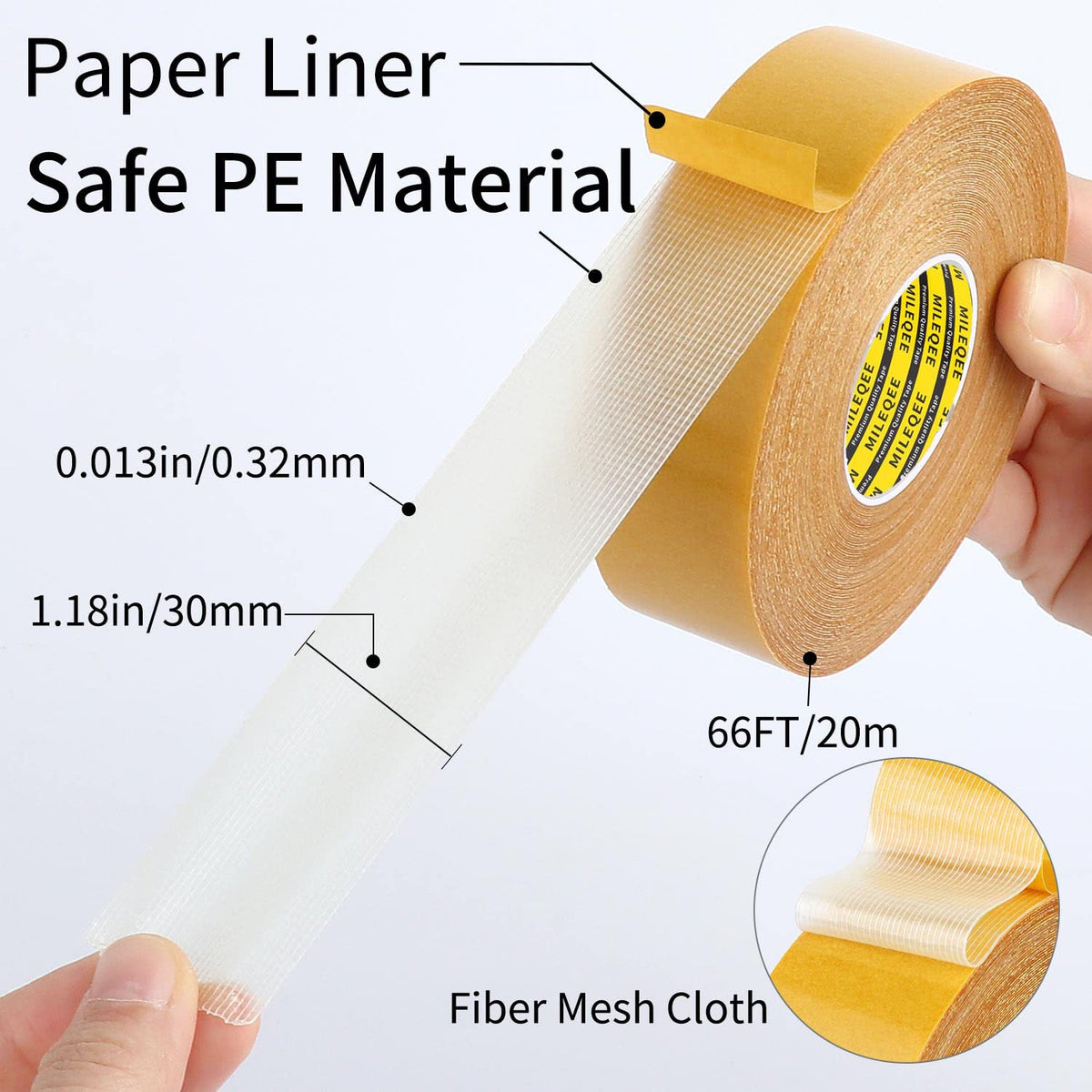 Double Sided Tape Heavy Duty, 1.18" x 66FT, Universal High Tack Strong Wall Adhesive with