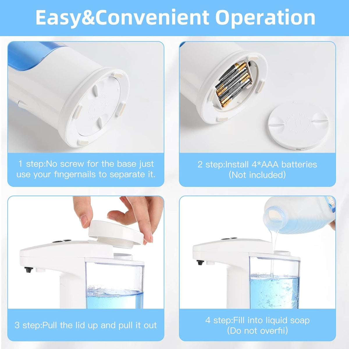 Automatic Soap Dispenser 400ml/13.5oz,Clear High Capacity Touchless with Infrared Sensor,HandsFree