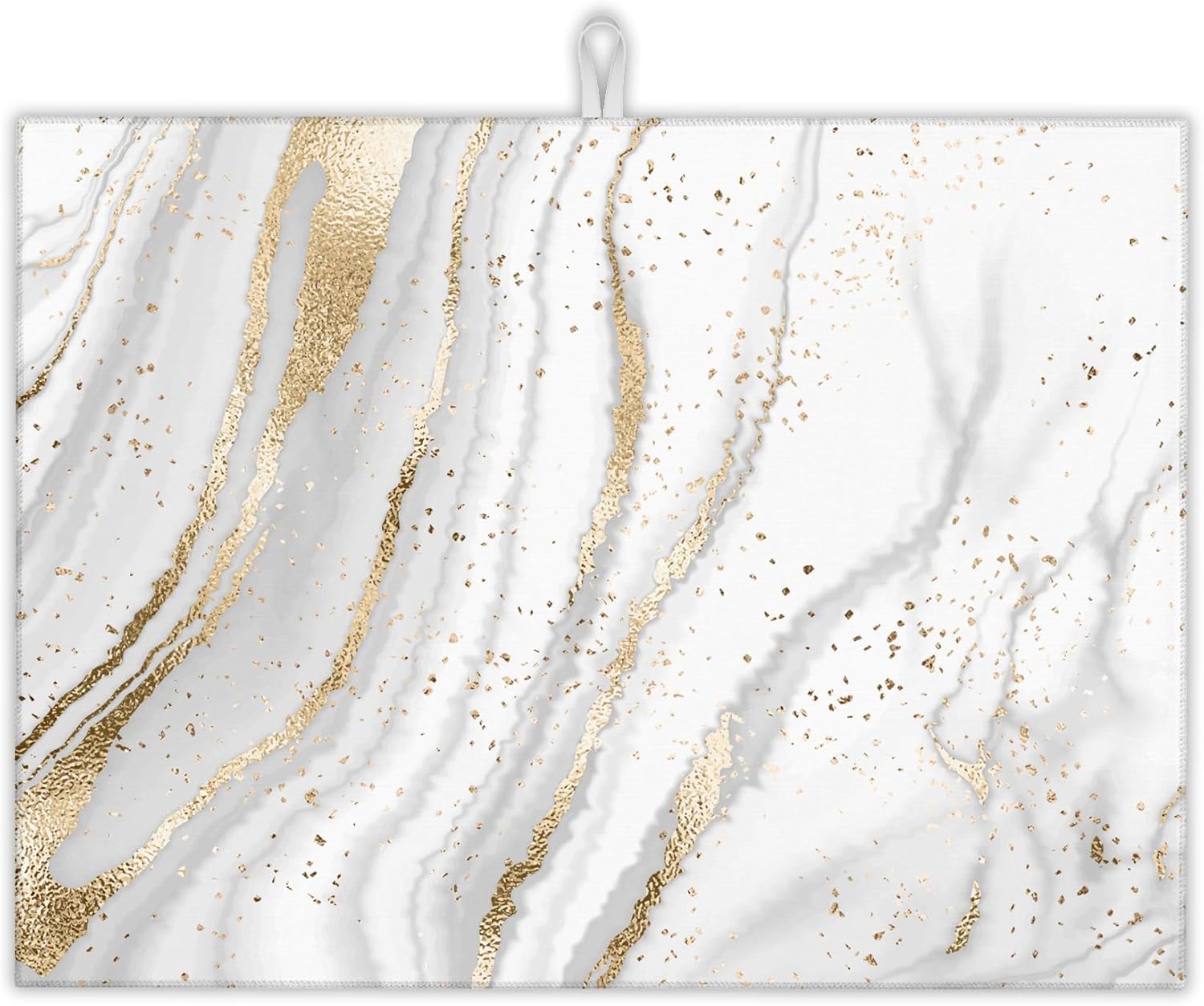 White Gold Marble Dish Drying Mats 18x24 Inch, Dish Pad Drying Rack Mat for Kitchen Counter Ultra