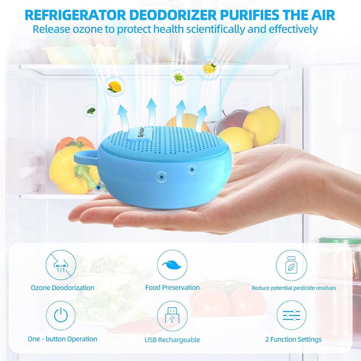 Fridge Deodorizer, Mini USB Odor Eliminator, Refrigerator Deodorizer, Suitable for Refrigerator