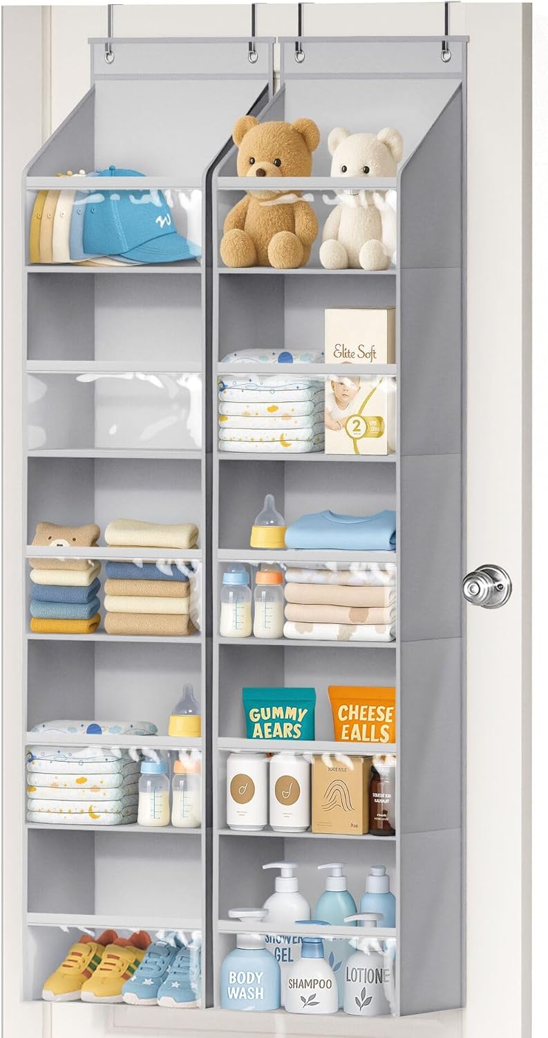 AOODA 2 Pack Over the Door Organizer, Large Capacity Closet Door Hanging Organizer, Clear Deep
