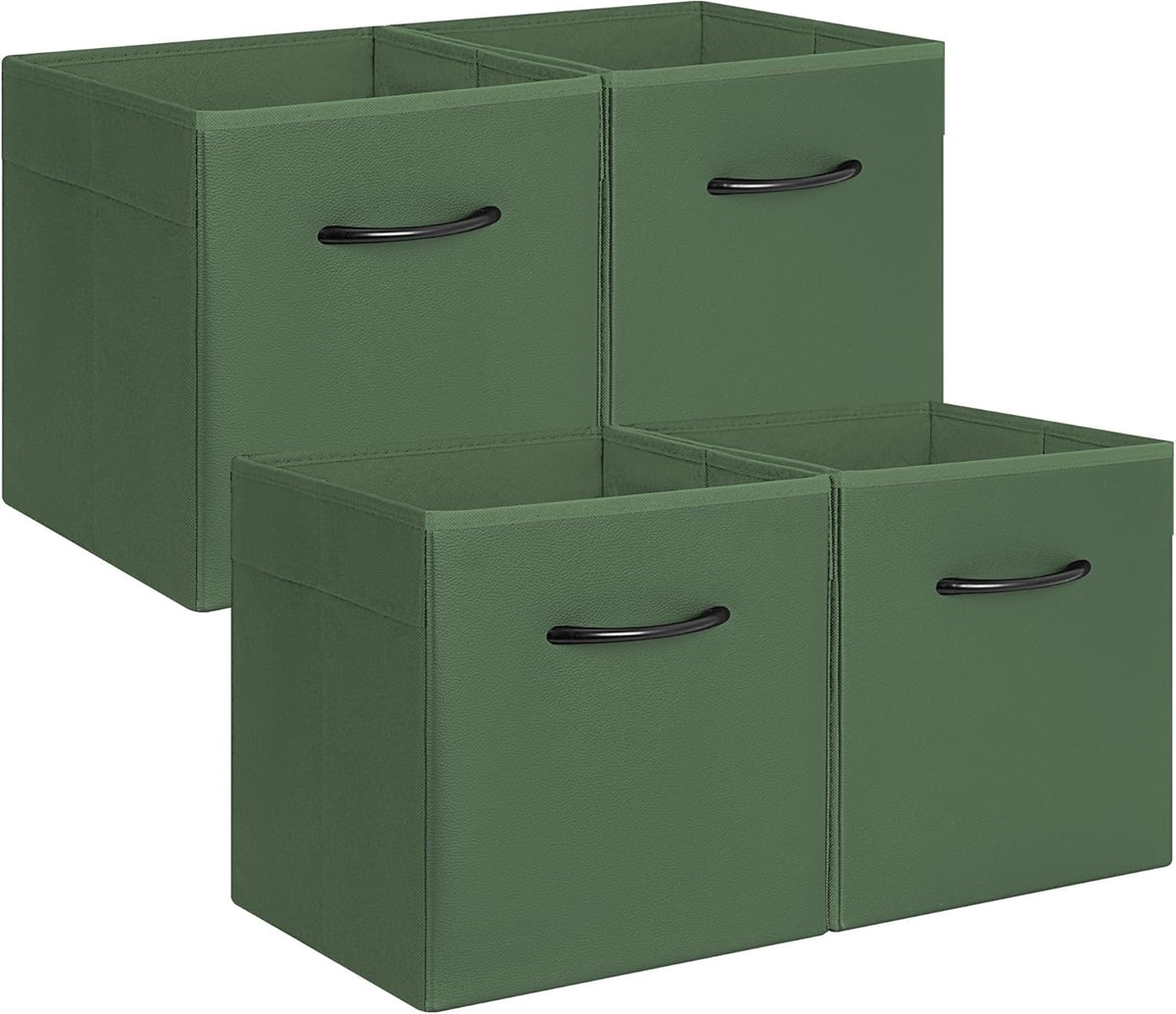StorageWorks Green Storage Cubes, 11 Inch Cube Storage Bins with Handle, Cube Storage Organizer