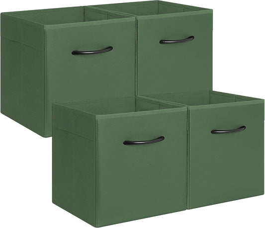 StorageWorks Green Storage Cubes, 11 Inch Cube Storage Bins with Handle, Cube Storage Organizer