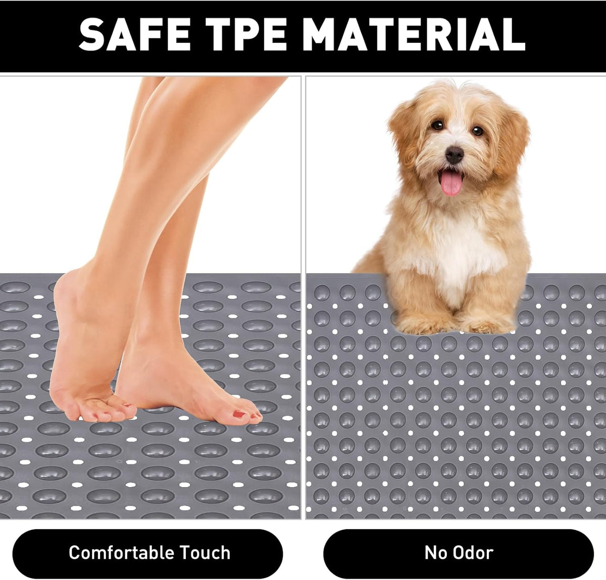 Shower Mat Non Slip: 47.2 x 31.5 Inch Extra Large TPE Shower Mats for Inside Shower - Anti Slip