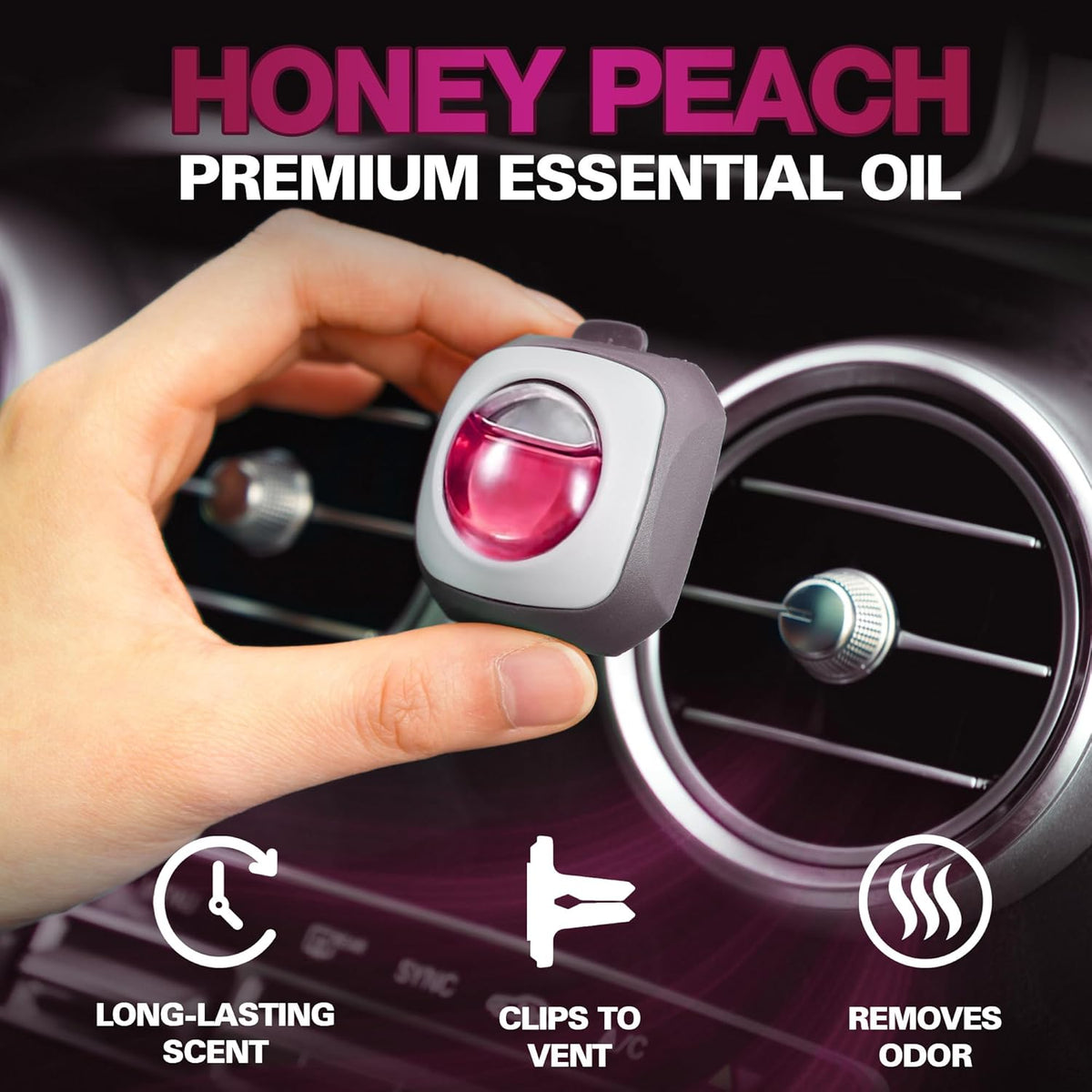 Air Jungles Honey Peach Scent Car Air Freshener Clip, 6 Vent Clips, 4ml Each, Long Lasting Air