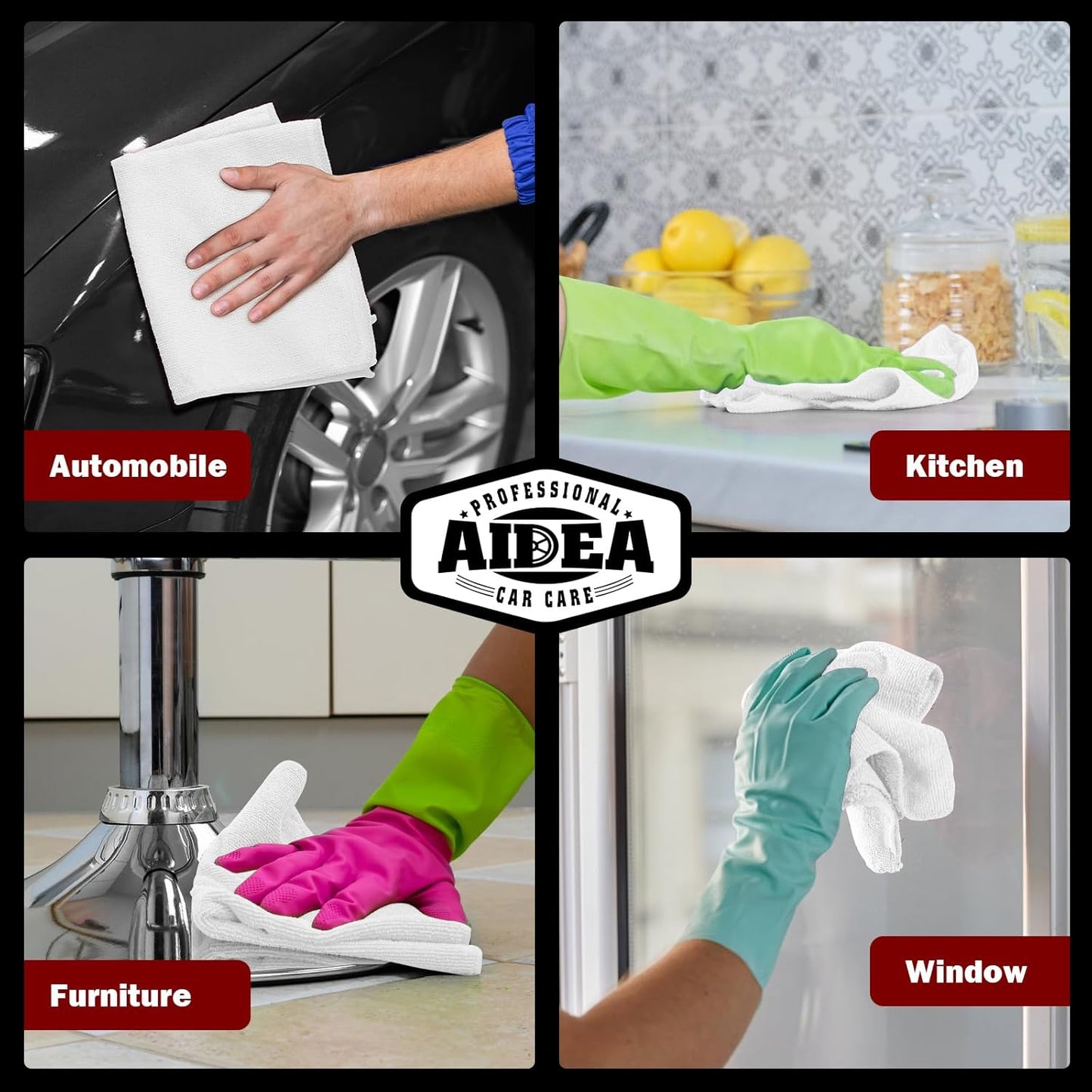 AIDEA Microfiber Cleaning Cloth White 20PK, Microfiber Towels for Cars, Premium Car Cloths, Dusting