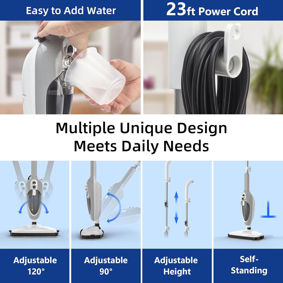 Steam Mop - 10-in-1 MultiPurpose Handheld Steam Cleaner Detachable Floor Steamer for