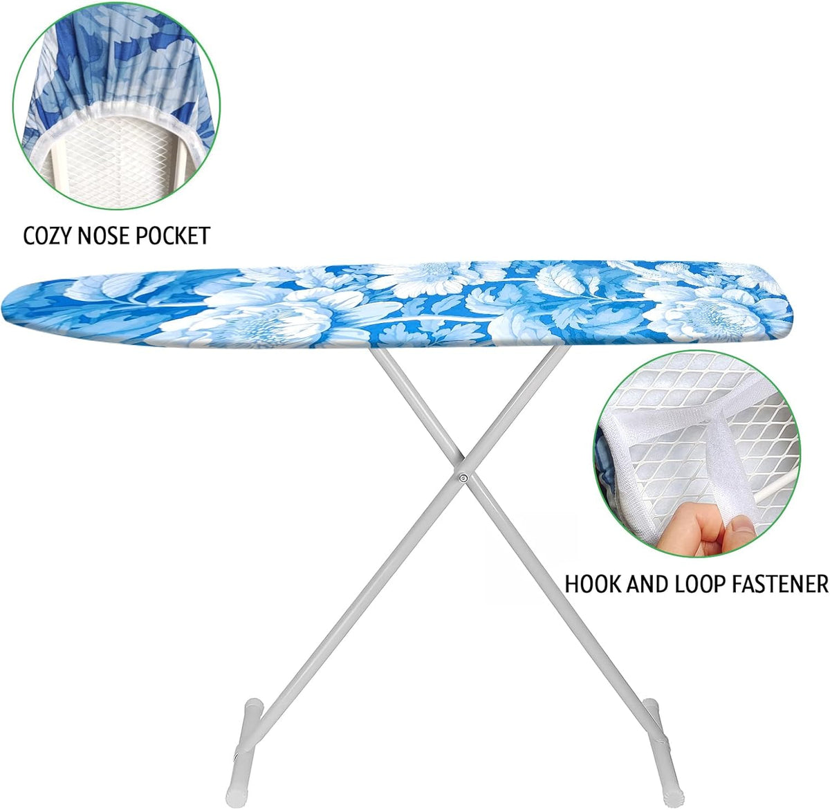 Ironing Board Cover and Pad 15x54 Inch Standard Ironing Board Cover with Elastic Edge and Hook and