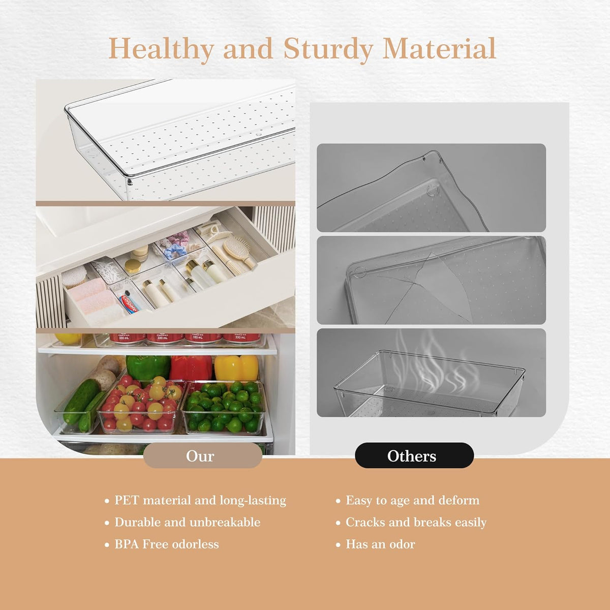 Criusia Drawer Organizer, 12 Pack Clear Plastic Kitchen Drawer Organizers Set,4-Size Versatile
