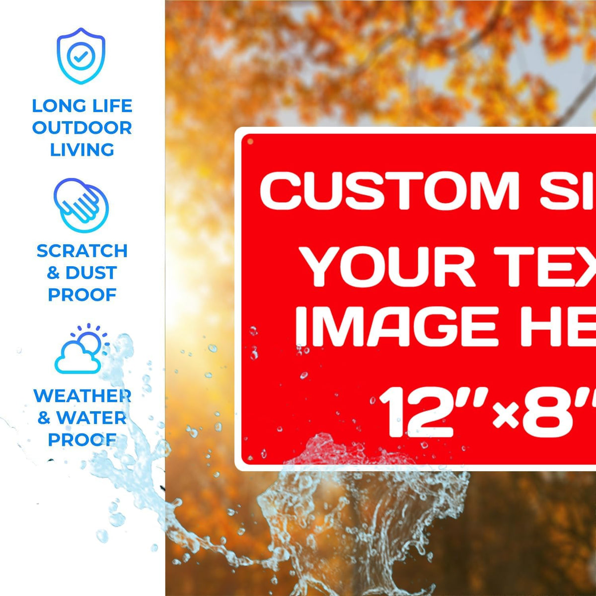 Personalized Aluminum Weatherproof Metal Sign - Multiple Sizes, Custom Text & Picture, Hazard