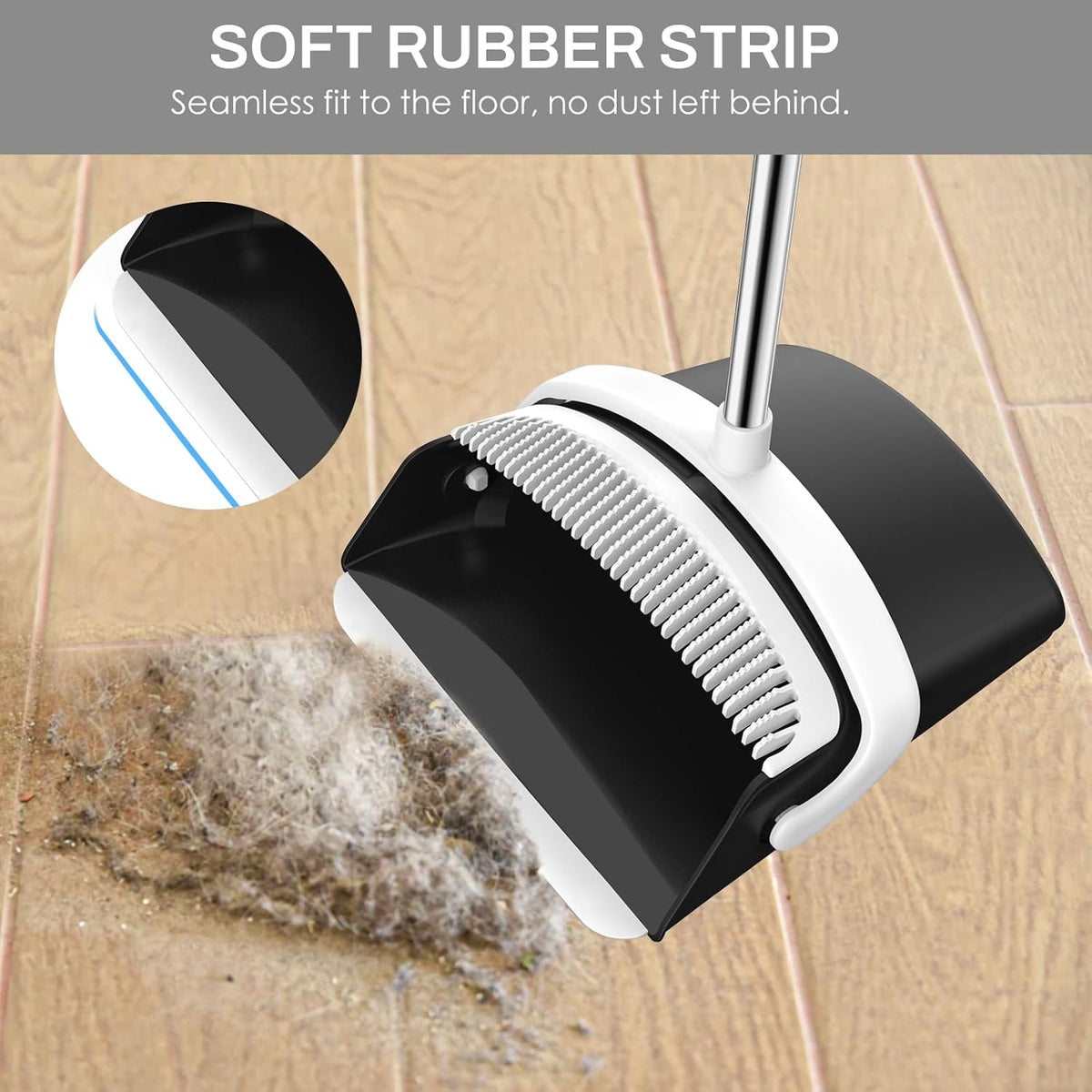 Broom and Dustpan Set for Home, 51-in Long Adjustable Handle Angle Broom and Dustpan Combo Set with