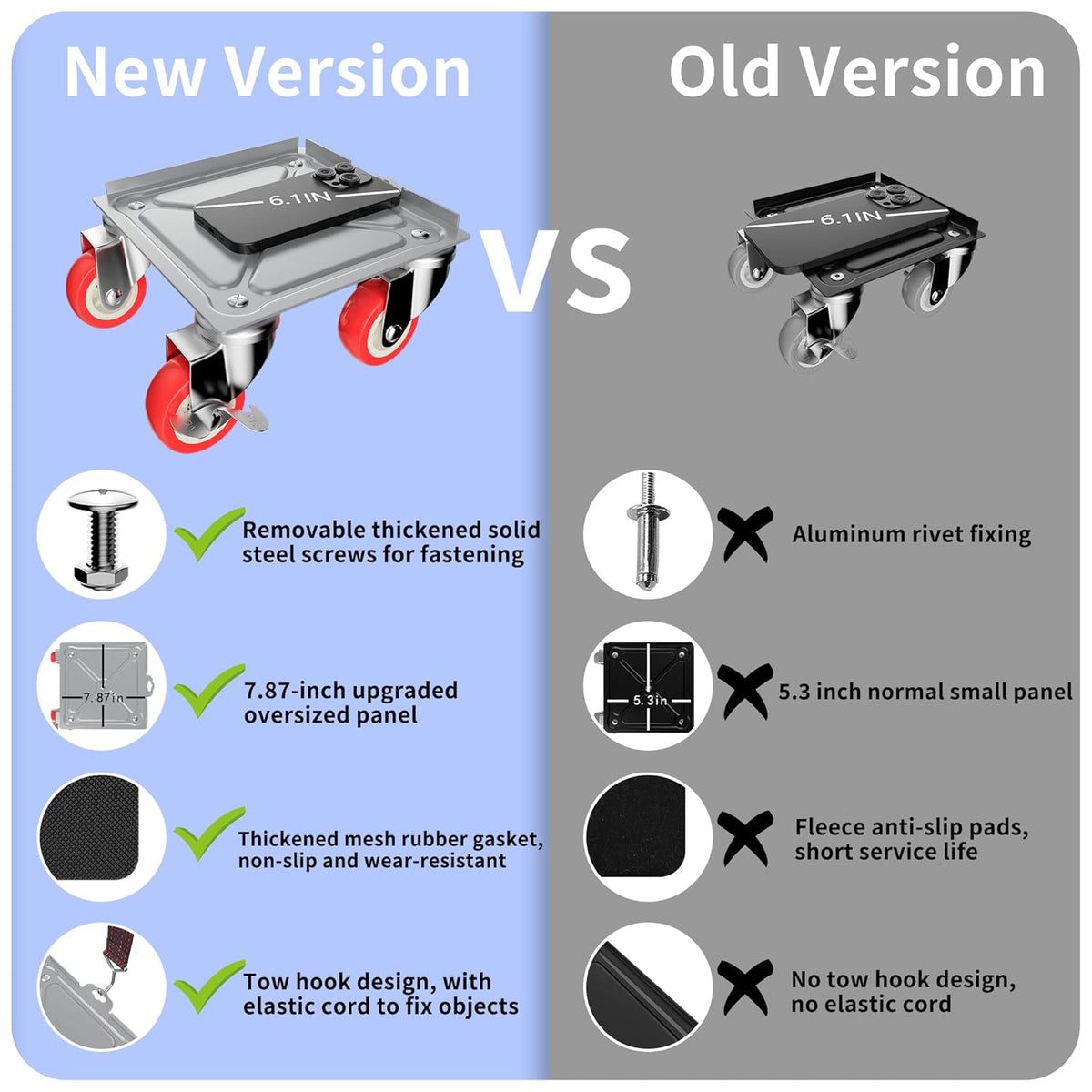 MYUEA【Upgrade Large】 Furniture Dolly,Furniture Movers with 5 Wheels,Carbon Steel Panel Heavy Duty