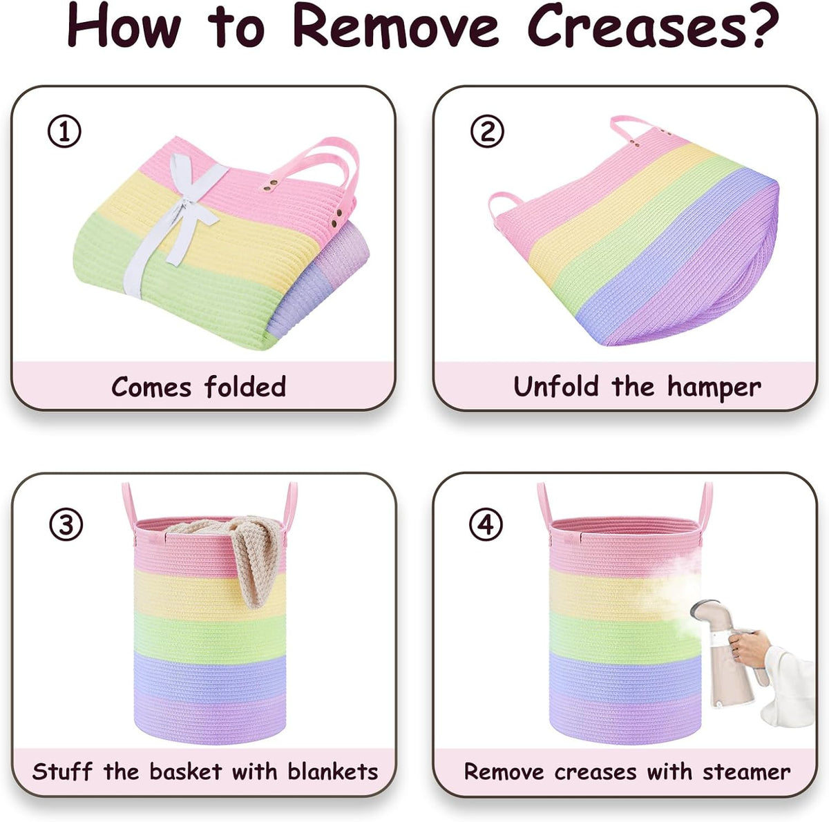 VIPOSCO Tall Laundry Basket, Large Dirty Clothes Hamper with Leather Handle, Woven Rope Storage