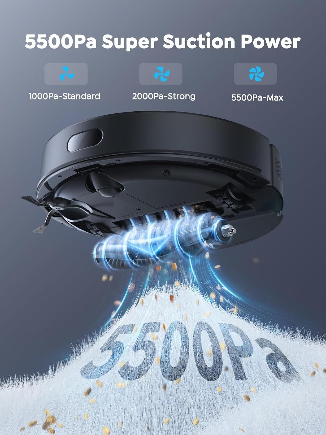 Vyzzle E20 Robot Vacuum and Mop, 60-Day Robot Vacuum Self Emptying, 5500Pa Suction, Zoned &