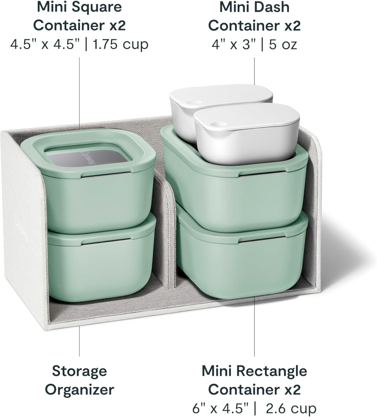 Caraway Mini Food Storage 11pc Set - Glass Storage Containers for Food - Non-Toxic Ceramic-Coated