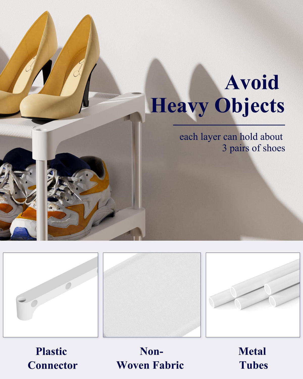 Kitsure Shoe Rack - Non-Woven Shoe Rack Shelf, Shoe Organizer for Closet, Entryway, Garage &
