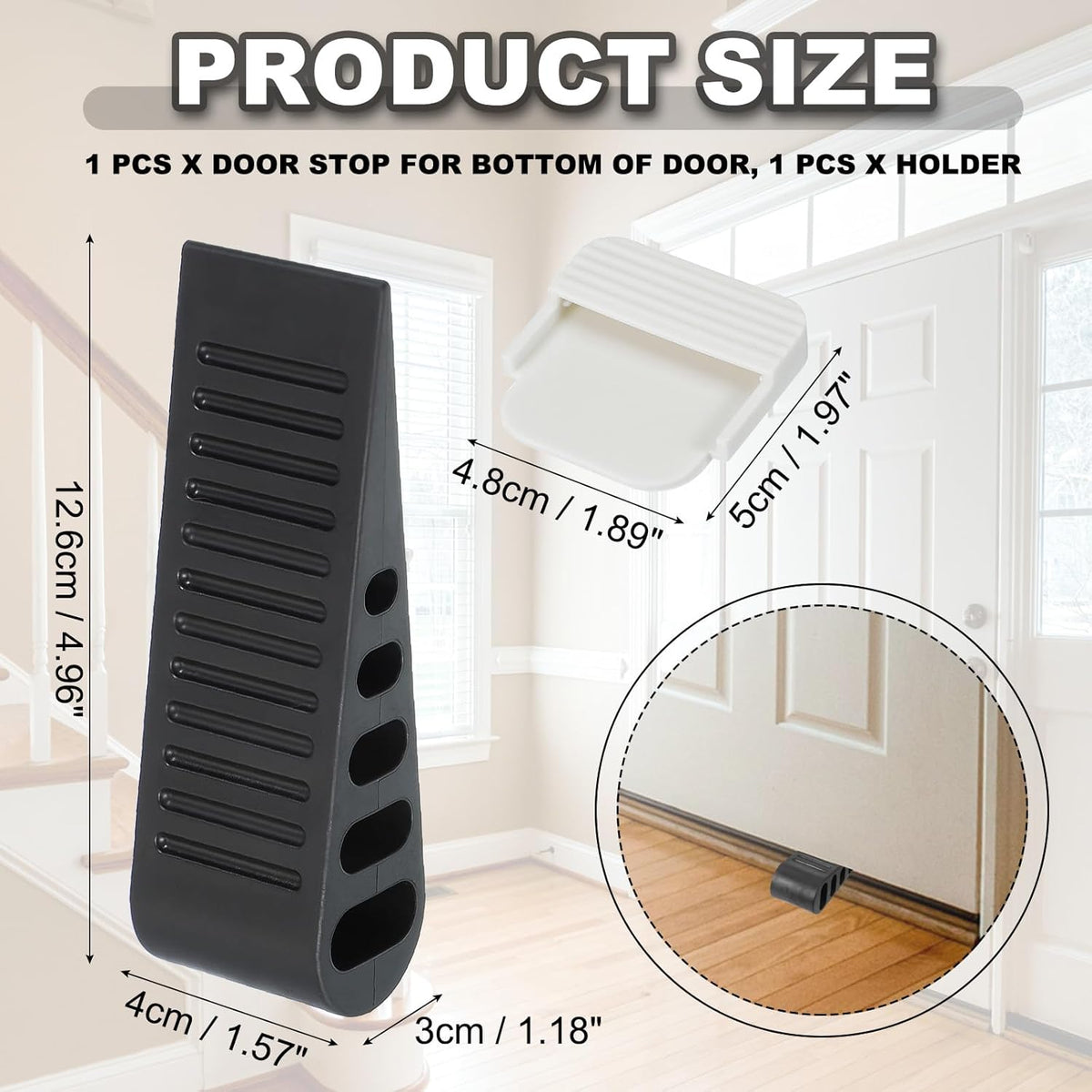 PATIKIL Rubber Door Stoppers for Bottom of Door, Door Wedge Stopper with Holder Sturdy Stackable