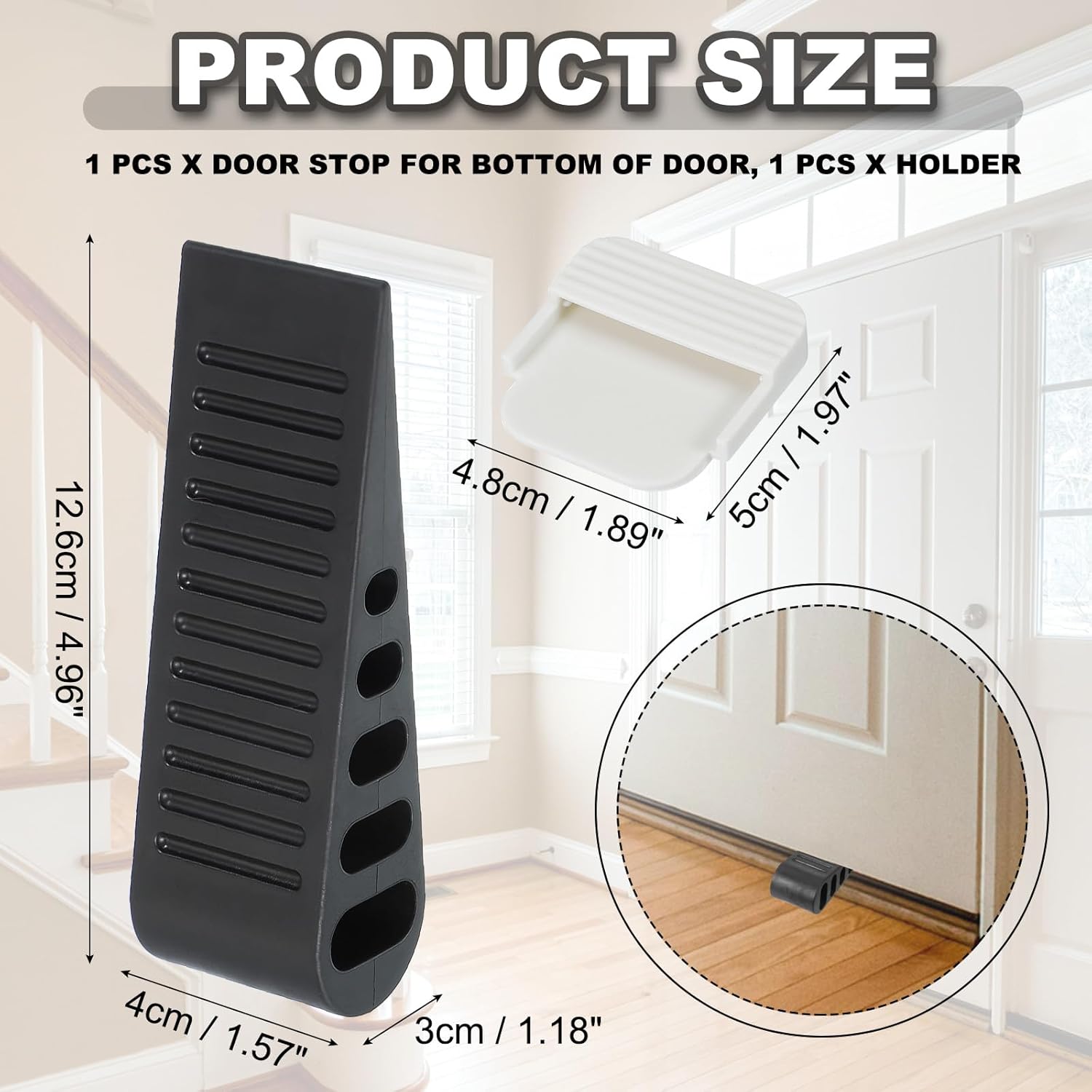 PATIKIL Rubber Door Stoppers for Bottom of Door, Door Wedge Stopper with Holder Sturdy Stackable