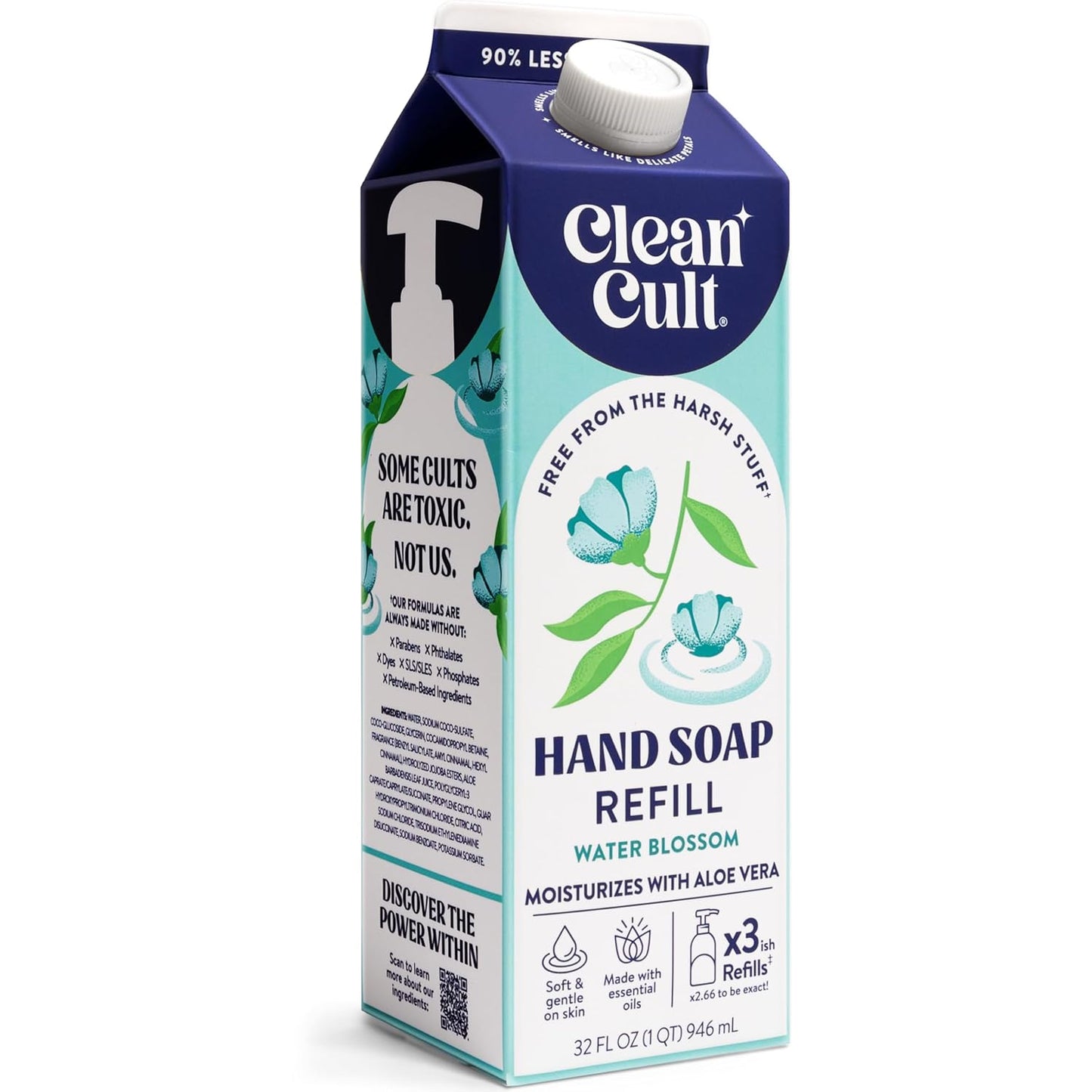 Cleancult Liquid Hand Soap Refill - Water Blossom - Moisturizes Dry & Sensitive Skin - Made with