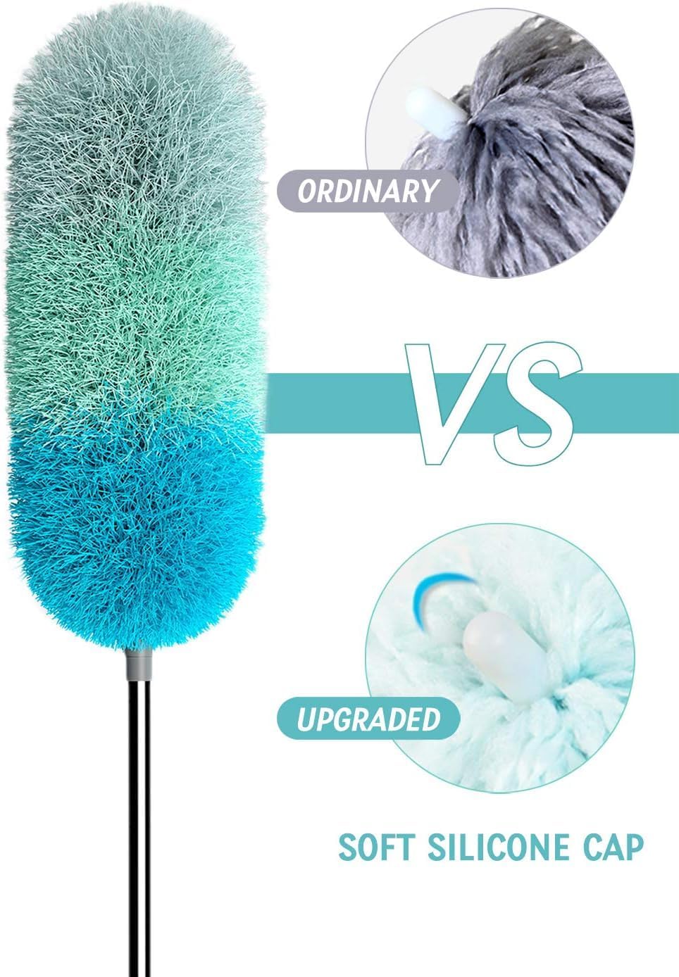 BOOMJOY Microfiber Feather Duster with 100 inches Extension Pole, Dusters for Cleaning High