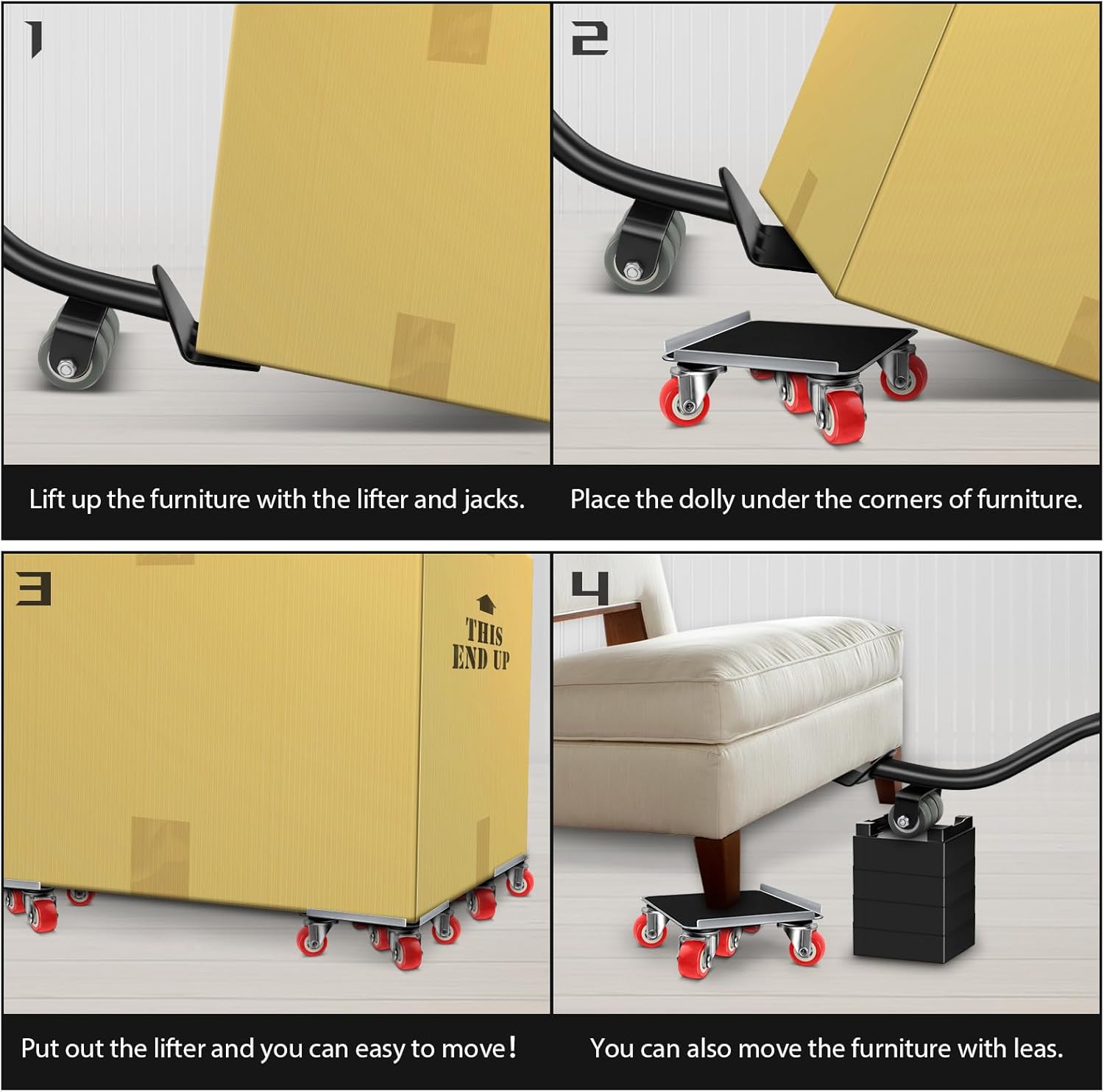 Furniture Dolly Furniture Sliders Furniture Movers with 5 Wheels Appliance Rollers Furniture Moving