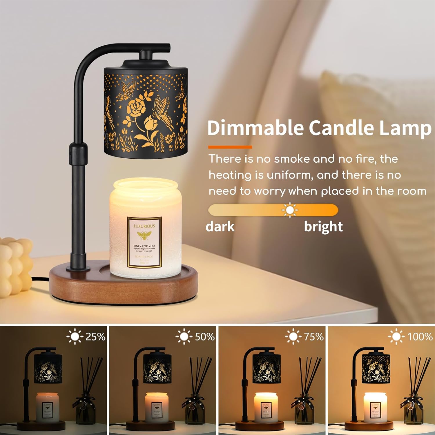 Candle Warmer Lamp with Timer,Birthday Gifts for Women Mom,Adjustable Height for Scented Jar