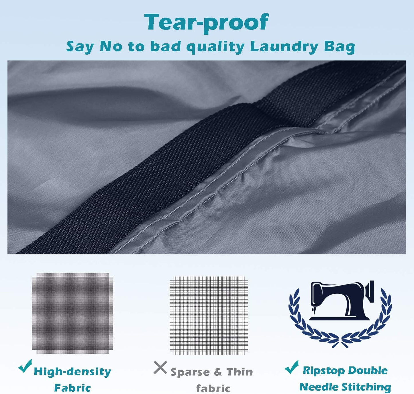 Heavy Duty Laundry Bag 2 Pack XL Nylon Laundry Bags with Straps, Washable Large Dirty Clothes