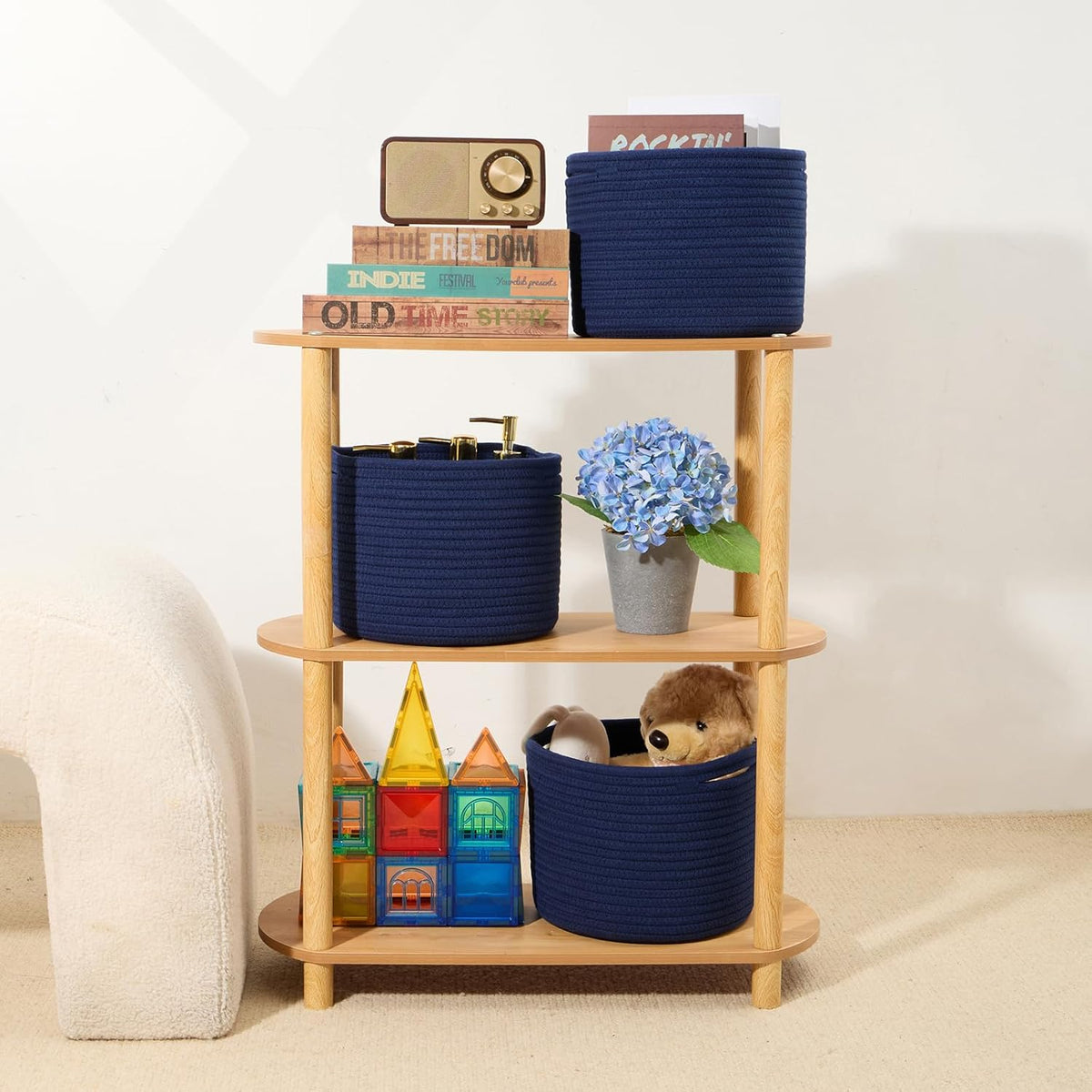 Small Basket for Organizing | Cube Shelf Closet Storage Baskets | 9.7×9.7×7.1” | Woven Rope Gift