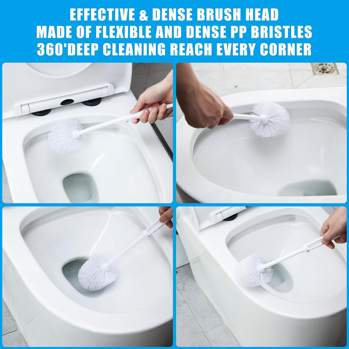 Mimorou 25 Pcs White Toilet Brush, Bathroom Toilet Bowl Brush, Soft Bristle Long Handle Plastic