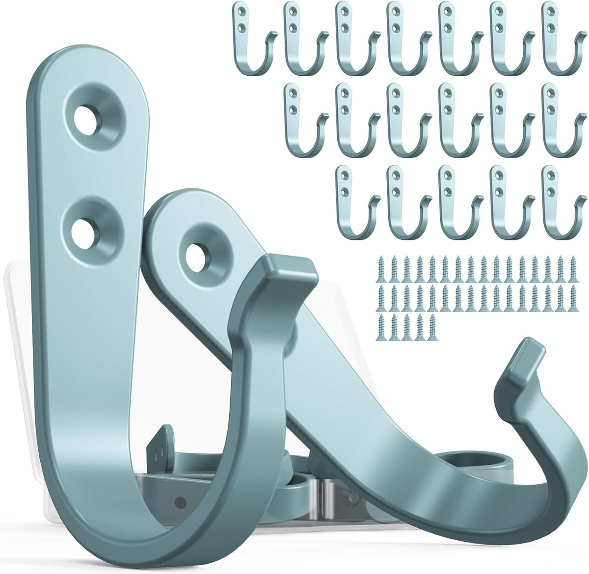 20PCS Heavy Duty Metal Wall Hooks, Coat Hooks for Hanging - Single Prong with 40 Screws (Coats