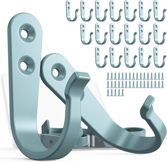 20PCS Heavy Duty Metal Wall Hooks, Coat Hooks for Hanging - Single Prong with 40 Screws (Coats