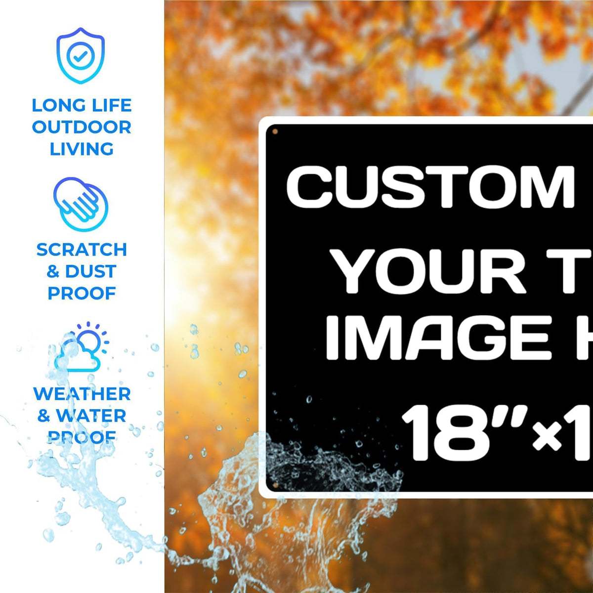 Custom Aluminum Weatherproof Metal Sign - 18 * 12Inch, Personalized Text & Picture, Black & White