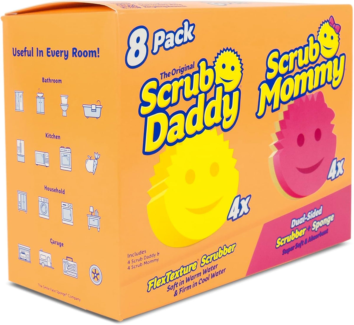 Scrub Daddy 4 Scrub Daddy Sponges & 4 Scrub Mommy Kitchen Sponges - Scratch-Free for Dishes &