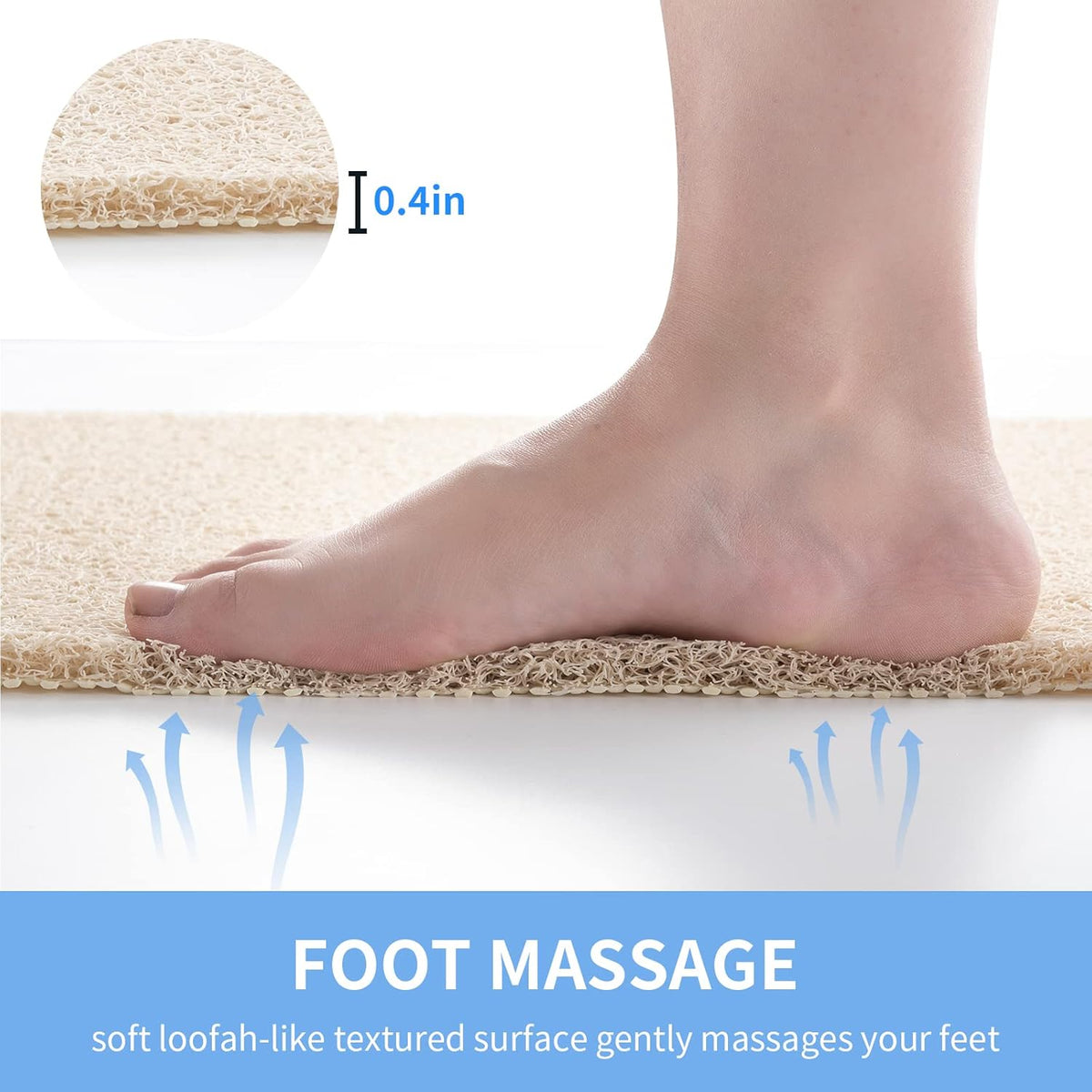 Non Slip Bathtub Mat, Foot Scrubber Anti Slip Fast Drying Shower Mat for Tub, Floor,Bathroom, Home