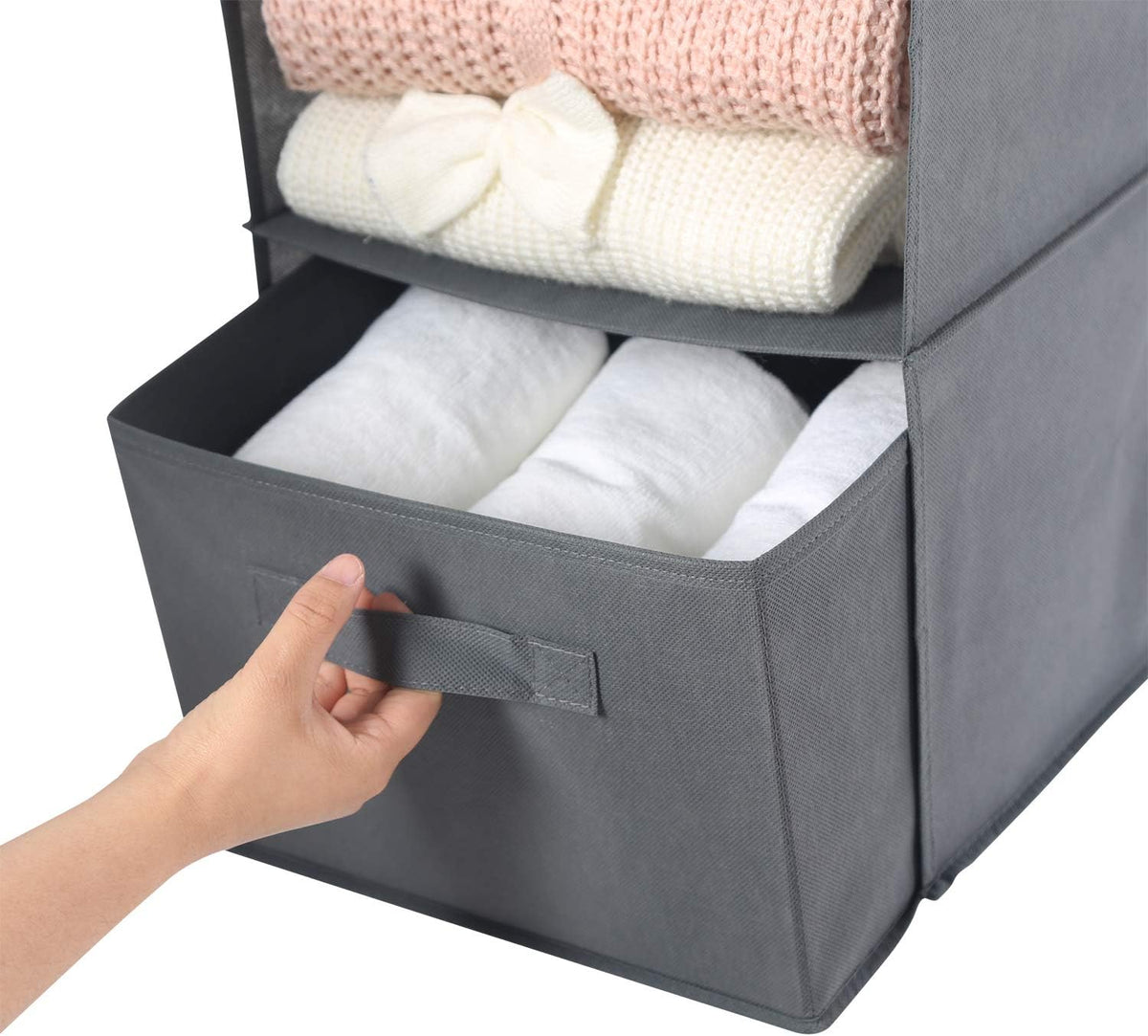 MAX Houser 4-Shelf Hanging Closet Organizer, Space Saver, Cloth Hanging Shelves with 2 Side