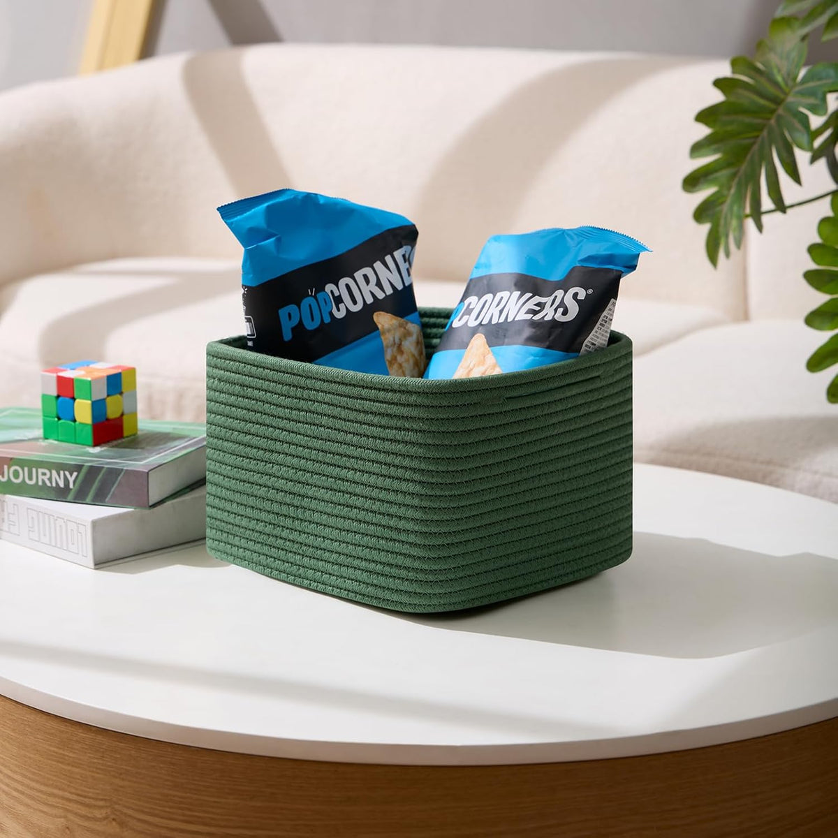 Small Organizing Baskets for Cubes Shelf, 9.7x9.7x7.1 Inch Rope Woven Storage Bins for Nursery