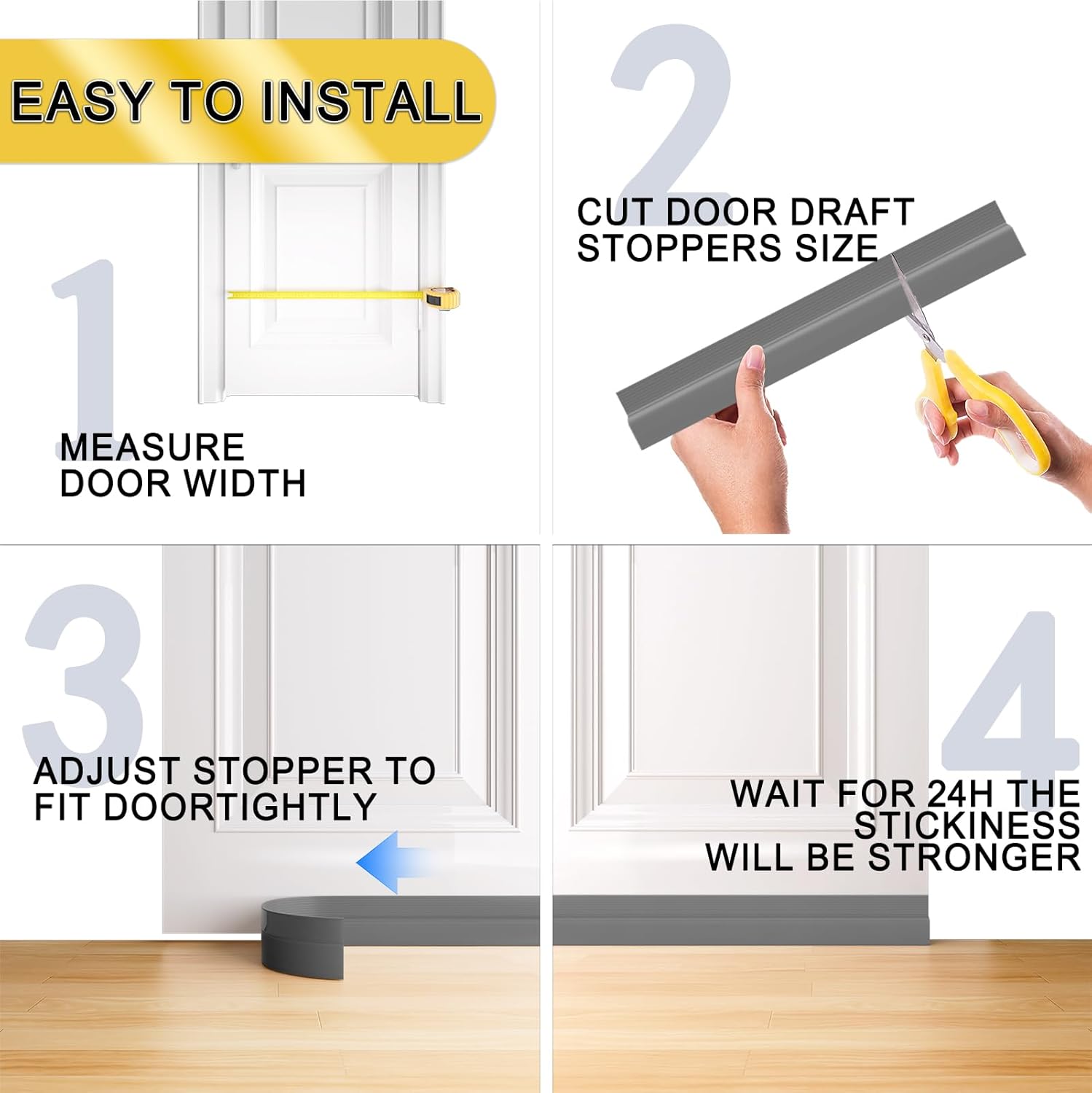 Door Draft Stopper,Door Sweep for Bottom,Weather Stripping Doors Seal Draft Guard Blocker Noise