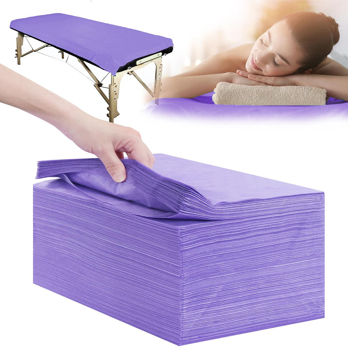 Disposable Bed Sheets 100 Pcs 31" x 71" Massage Table Sheets Non Woven Fabric SPA Bed Cover