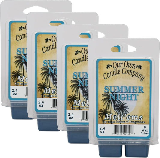 Our Own Candle Company Premium Wax Melt, Summer Night Scent, Handmade in The USA, 24 Cubes (4 Pack