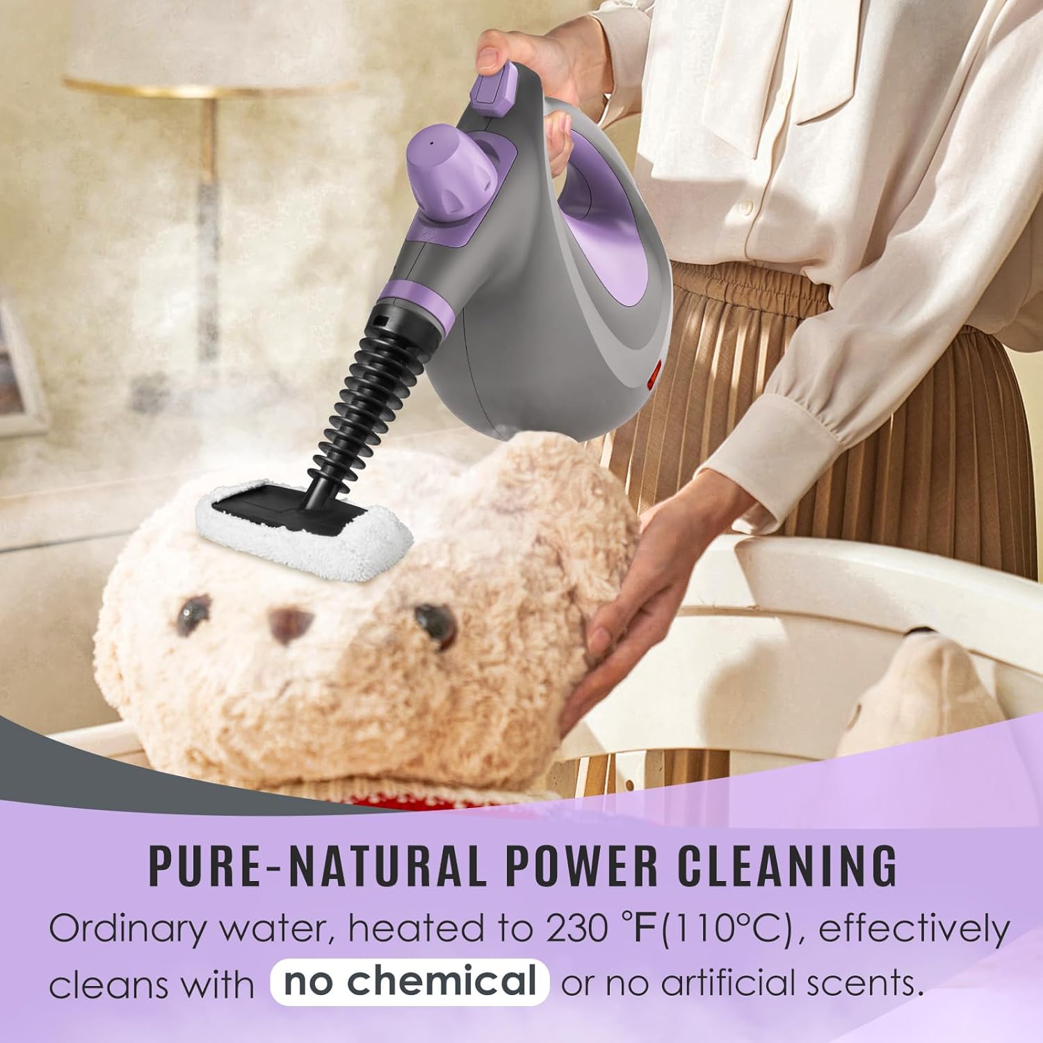Pressurized Handheld Multi-Surface Natural Steam Cleaner with 12 pcs Accessories, Multi-Purpose