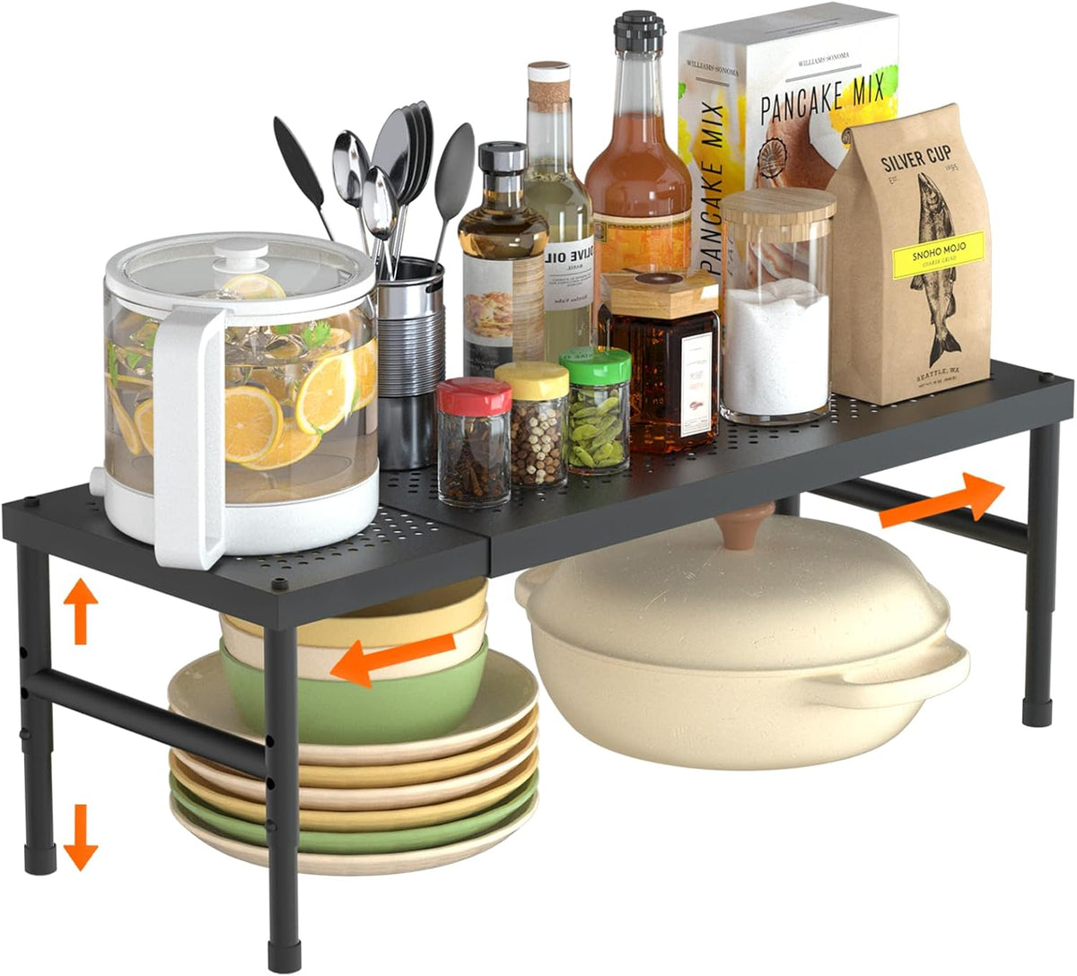 Expandable adjustable stackable kitchen organizer,Spice Racks,Counter Shelf for Cabinets,Small