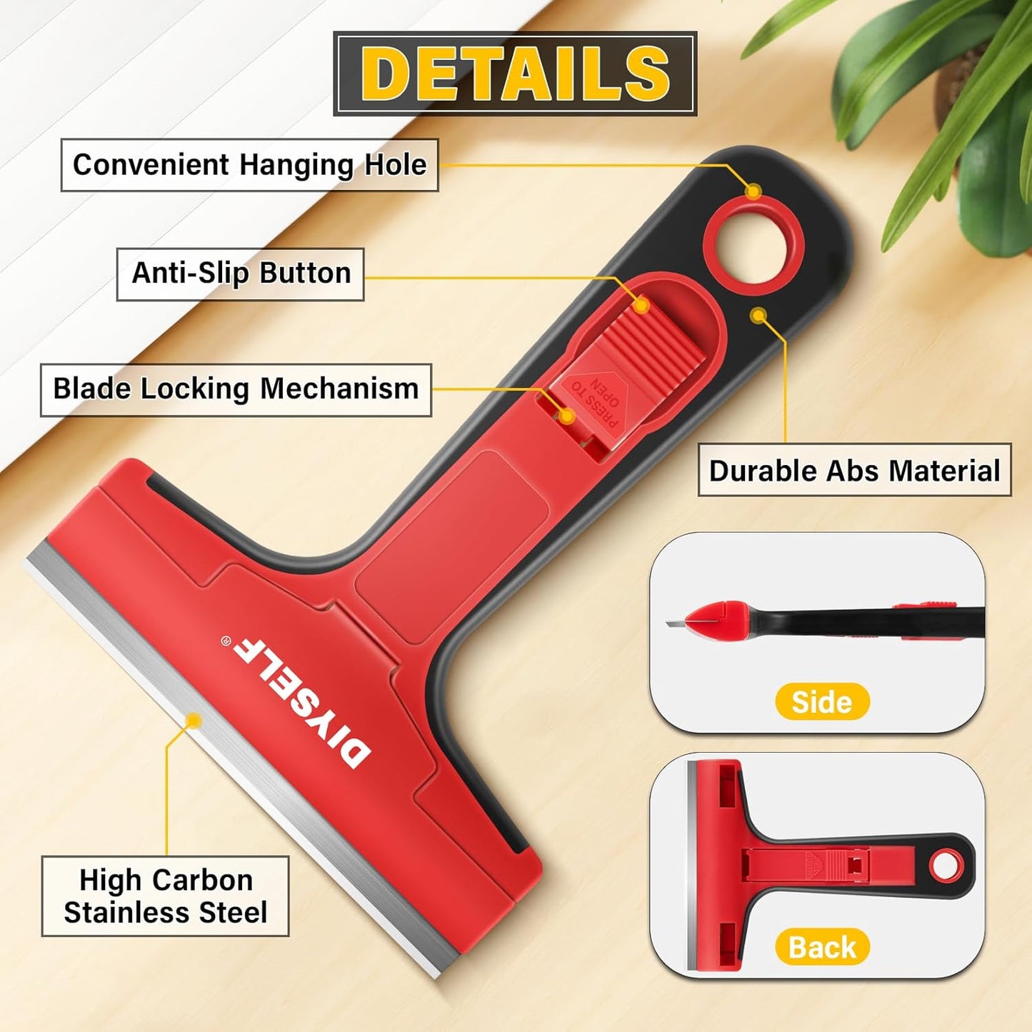DIYSELF Razor Blade Scraper, 1 Pack Scraper Tool with 10pcs 4-Inch Blades, Razor Scraper for