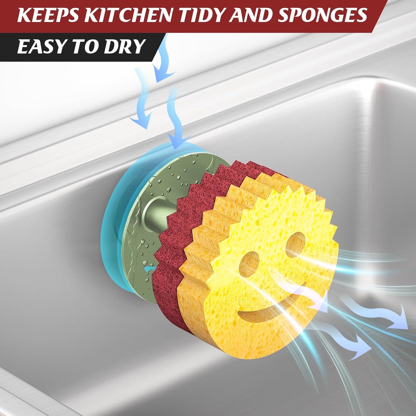 Sponge Holder for Kitchen Sink,Sink Caddy Organizer with Suction Cup Installation for