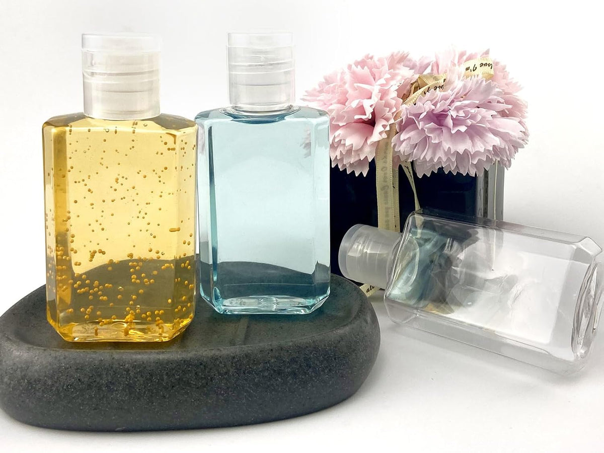 2oz Empty Hand Sanitizer Travel Size Bottles, Refillable Clear Plastic Containers with Flip Cap for