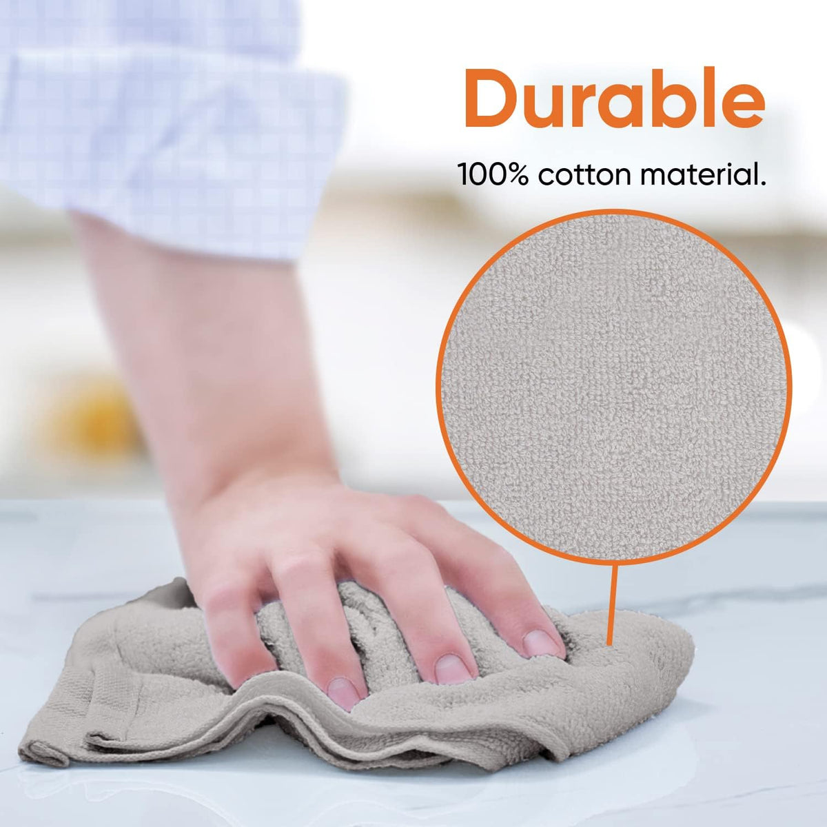 Superio Cotton Terry Washcloths Grey Towels 100% Cotton Cleaning Cloth 16" Rags Wash Clothes for