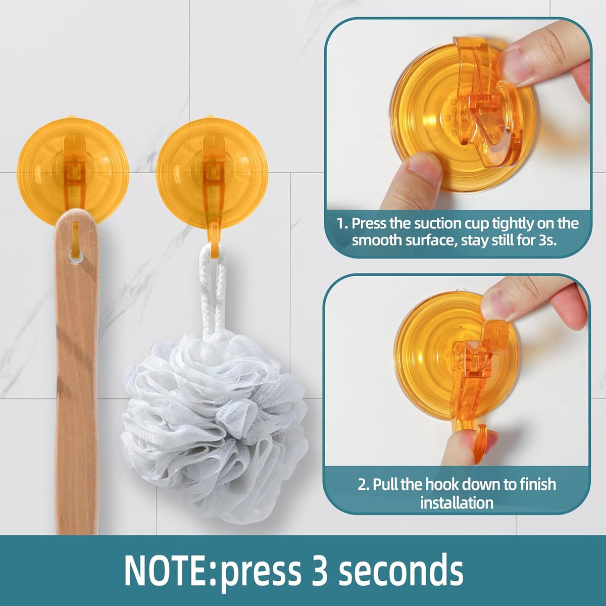 Antimbee 3 Pack Suction Cup Hooks, Wreath Hangers, Removable Small Suction Cups for Shower