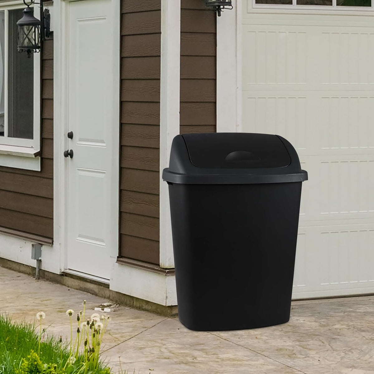 Teyyvn 18 Gallon Tall Plastic Kitchen Trash Can with Swing Lid, 4 Pack Large Plastic Swing Top