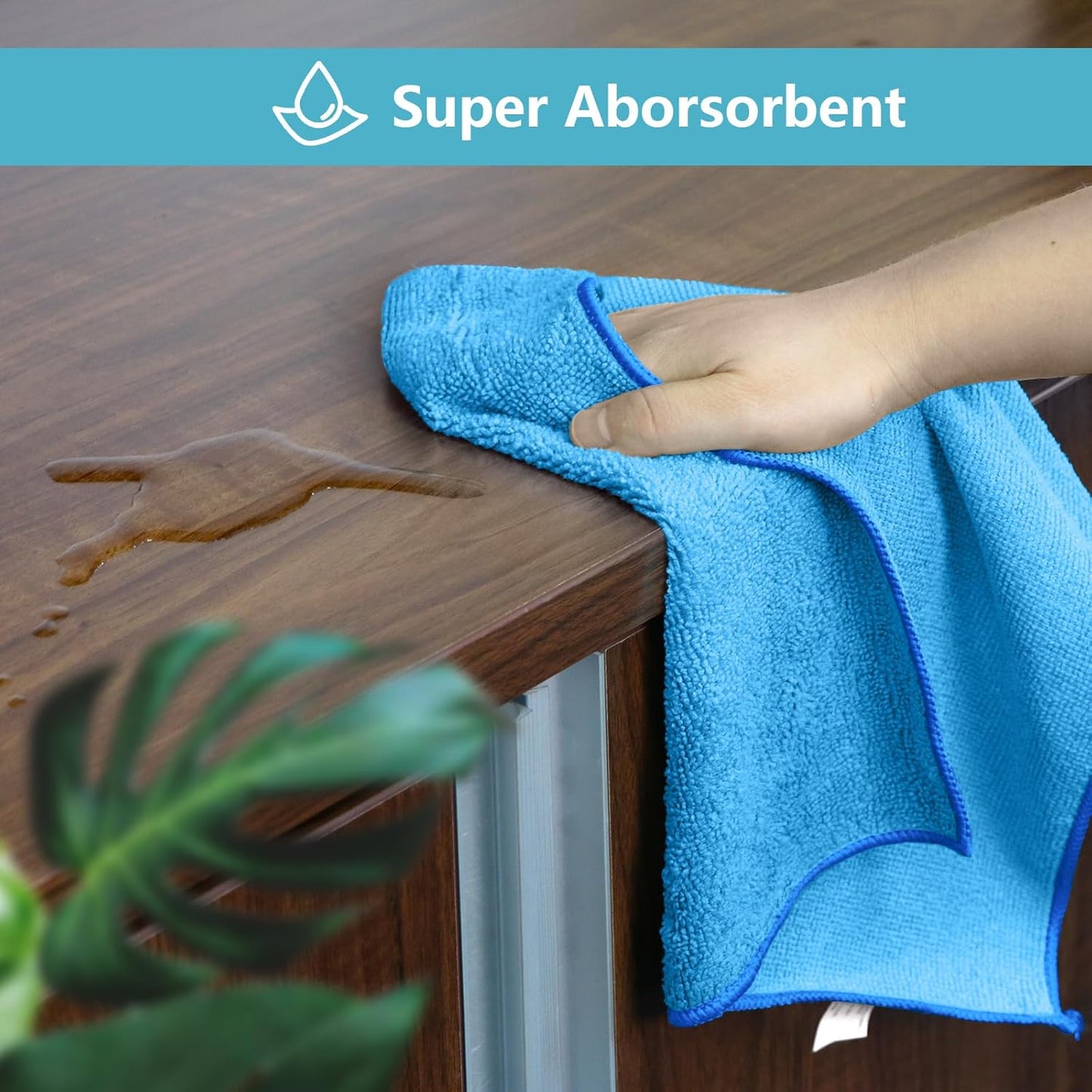 HOMEXCEL Blue Microfiber Cleaning Cloth, 100 Pack Cleaning Towels for Kitchen, Lint Free
