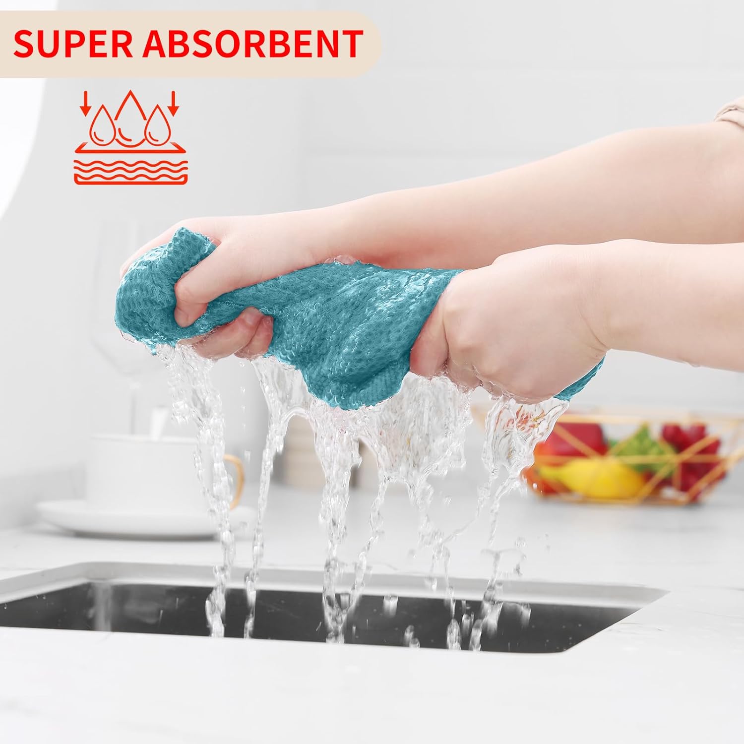 Homaxy 100% Cotton Waffle Weave Kitchen Dish Towels, Ultra Soft Absorbent Quick Drying Cleaning